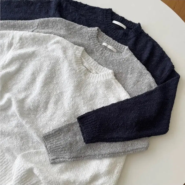 [BUNJANG] Chunitori Bukle Round Knit White / 츄니토리 부클라운드니트 화이트