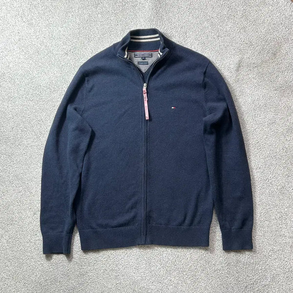 [BUNJANG] Tommy Hilfiger Navy Lambswool Knit Zip-Up Cardigan (M) / 타미힐피거 네이비 램스울 니트 집업 가디건 M