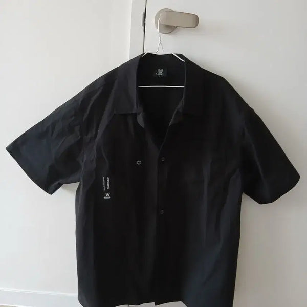 [BUNJANG] Life Work Black Short Sleeve Shirt (Oversized Fit) / 라이프워크 블랙 반팔 셔츠 (오버핏)