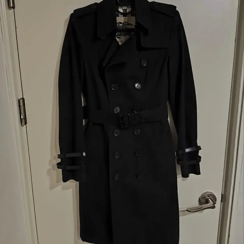 [BUNJANG] Burberry Slim Fit Leather Trimmed Belted Coat Black / 55 버버리 슬림핏 레더벨트 포인트 버버리 코트 블랙