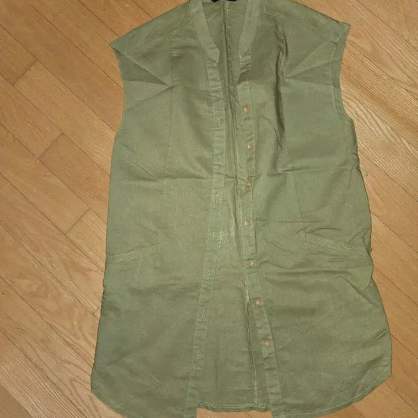 [BUNJANG] Linen Sleeveless Shirt Mint / 린넨민트색 민소매 셔츠