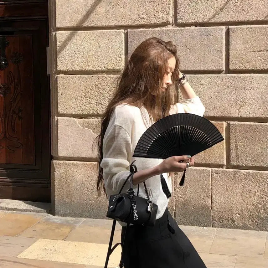 [BUNJANG] 714center Black Tassel Fan / 새상품) 714center 714센터 블랙 태슬 부채