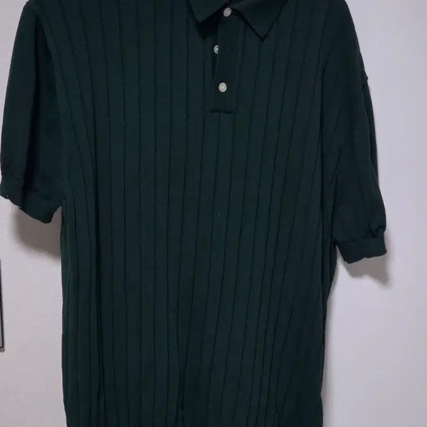 [BUNJANG] Outstanding HS Stripe Knit Collar Shirt - Green / 아웃스탠딩 HS STRIPE KNIT COLLAR SHIRT_GREEN