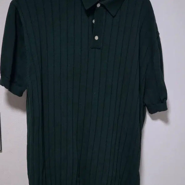 [BUNJANG] Outstanding HS Stripe Knit Collar Shirt - Green / 아웃스탠딩 HS STRIPE KNIT COLLAR SHIRT_GREEN