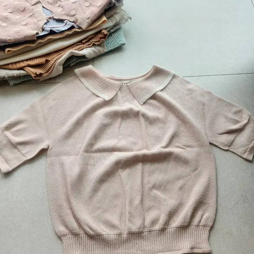[BUNJANG] Mine Pink Collar Knit / 한섬의류 마인 핑크 카라니트