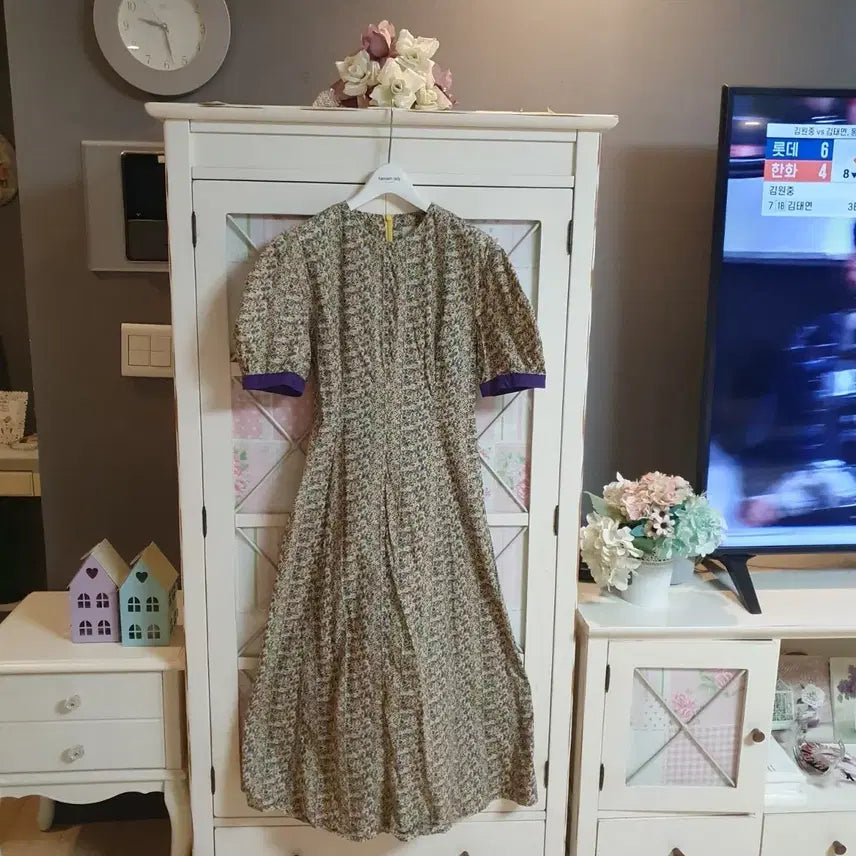 [BUNJANG] AND YOU Long Dress Patterned Sleeve / 앤유 롱원피스/44-날씬55