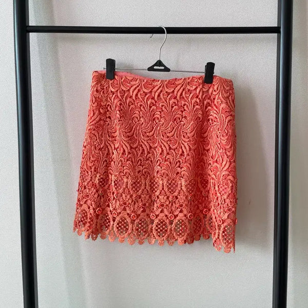 [BUNJANG] TIME by Handsome Coral Lace Midi Skirt / 한섬 타임 스커트
