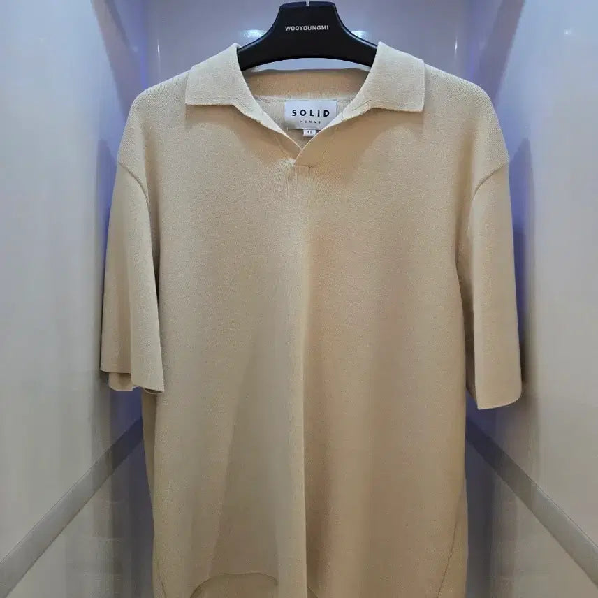 [BUNJANG] Solid Collar Knit Short Sleeve Shirt / solid 카라니트 반팔 셔츠