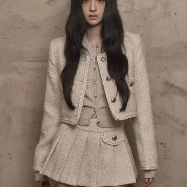 [BUNJANG] Atelier Tweed Set-up Set / 카키포인트 Atelier Tweed ivory 트위드 셋업 세트