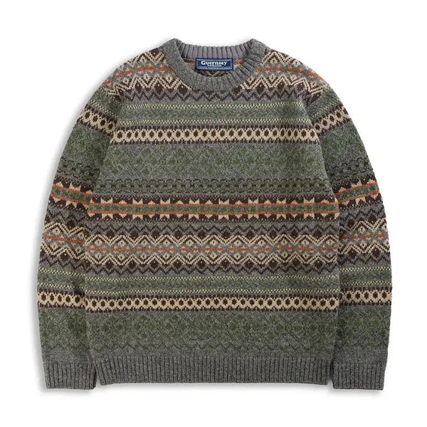 [BUNJANG] Gant Fair Isle Crewneck Sweater / 건지울른스 니트