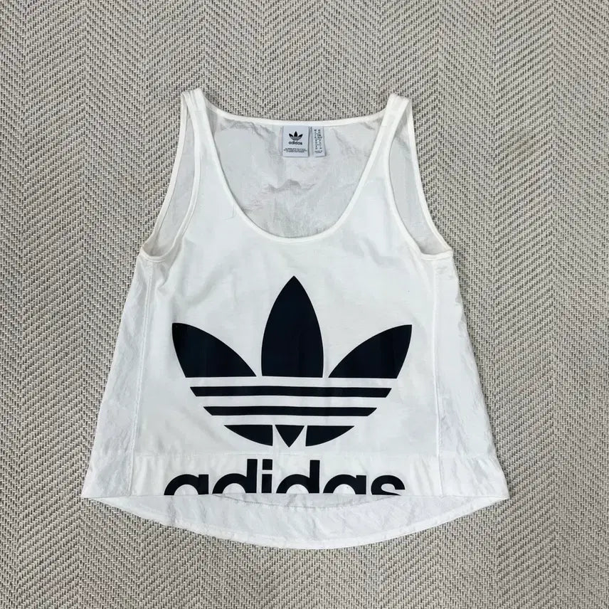 [BUNJANG] Adidas Originals Big Trefoil Logo Sleeveless Tank Top White XS / 아디다스 오리지널 빅로고 슬리브리스 나시탑 화이트 XS