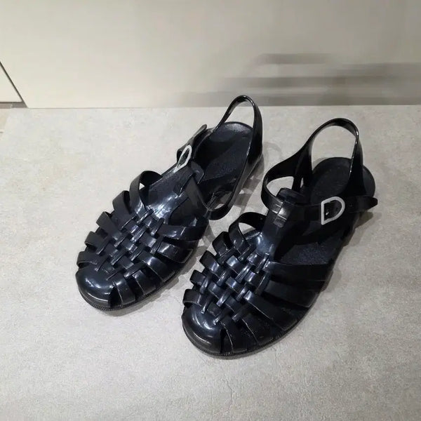 [BUNJANG] Melluso Women's Black Jelly Sandals Size 40 (250) / 메듀즈 여성 블랙 젤리 샌들 40 250