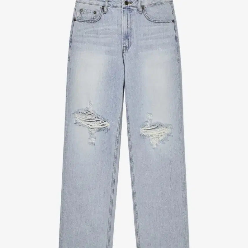 [BUNJANG] Glony 95 Destroyed Straight Fit Jeans Light Blue / 글로니 95 디스트로이드 스트레이트 핏 진 라이트 블루