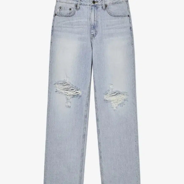 [BUNJANG] Glony 95 Destroyed Straight Fit Jeans Light Blue / 글로니 95 디스트로이드 스트레이트 핏 진 라이트 블루