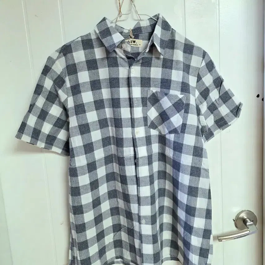 [BUNJANG] Linen Blend Short-Sleeve Shirt (Size M) / 반팔남방 새거 95-100
