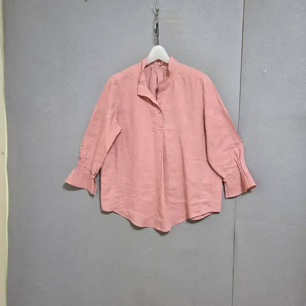 [BUNJANG] Linen 8-Sleeve Blouse - Indie Pink / s하루특가s25  8부소매 인디핑크 린넨 블라우스 F   n6104