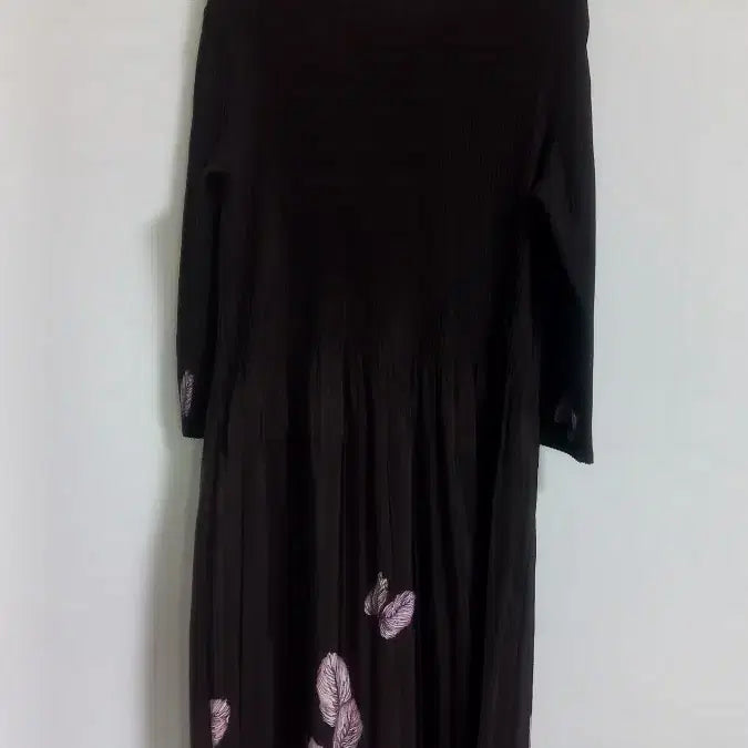 [BUNJANG] Brown Pleated Long Dress (Size 66-77) / 브라운 플리츠 롱원피스 66~77