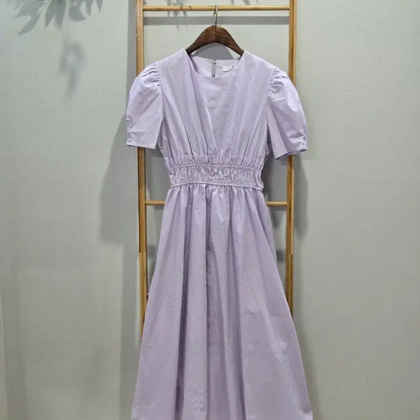 [BUNJANG] Lavender Puff Sleeve Long Dress / 라벤더 퍼프소매 롱원피스