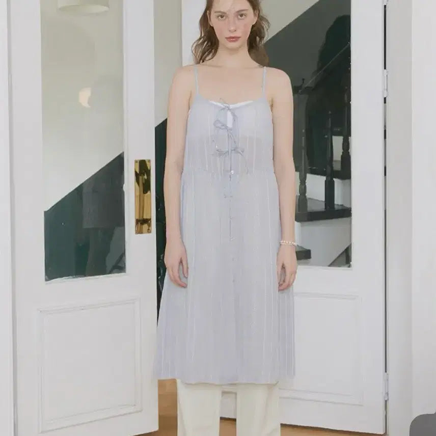 [BUNJANG] Margarin Fingers Lace Chiffon Dress Blue / 마가린핑거스 레이스 쉬폰 원피스 블루