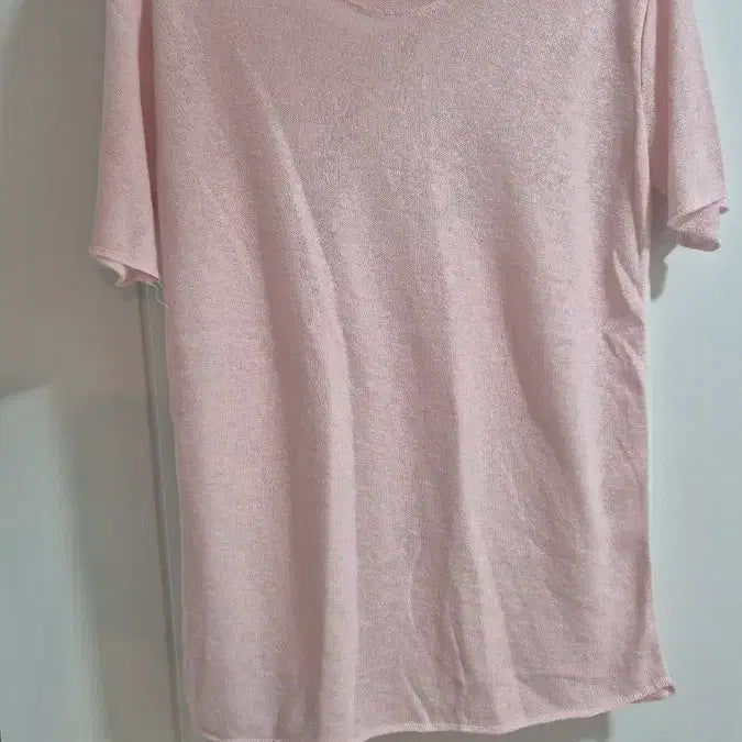 [BUNJANG] Pink V-Neck Knit T-Shirt / 분홍색 브이넥 니트 티셔츠