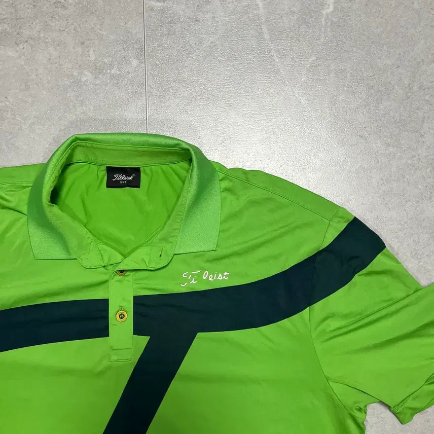 [BUNJANG] Titleist Golf Wear Lime Short-Sleeve Polo Shirt XXL / [XXL] 타이틀리스트 골프웨어 라임색 반팔 카라티 피케티 pk티