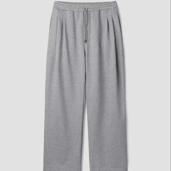 [BUNJANG] Union Blue Two-Tuck Wide Sweatpants - Melange Grey (M) / 유니온블루 투턱 와이드 스웻팬츠 멜란지 그레이 m