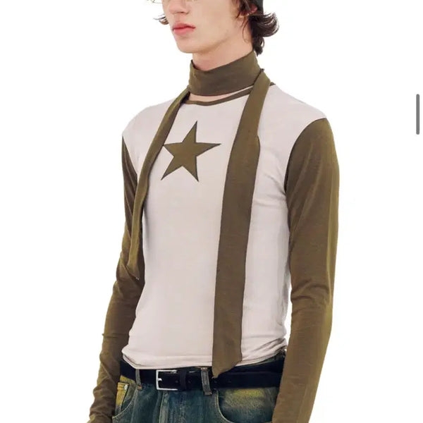 [BUNJANG] Recito Star Scarf Long Sleeve / 레씨토 스카프 스타 긴팔