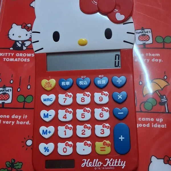 [BUNJANG] Vintage Hello Kitty Calculator with Red Ribbon / 실제 작동 :) 고전 헬로키티 산리오 키티 계산기 레드 리본 하트
