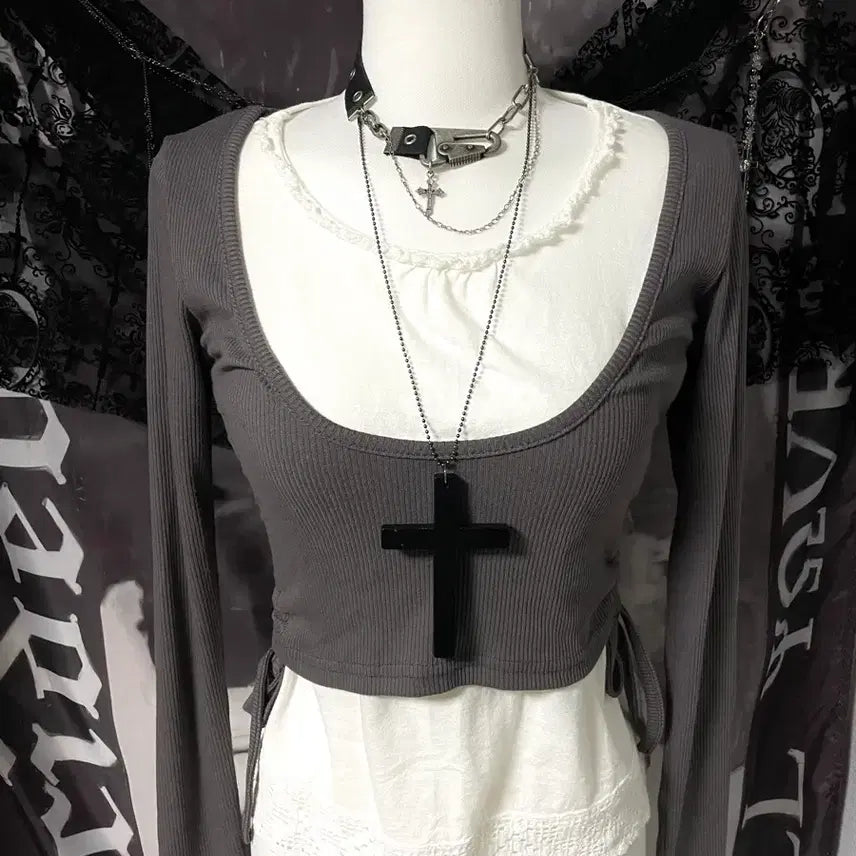 [BUNJANG] Vintage Layered Shirring Bolero Top with Lace Short-Sleeve Blouse / 빈티지셋업 레이어드셔링볼레로탑 레이스반팔블라우스 핀터레스트로걀그런지페어리