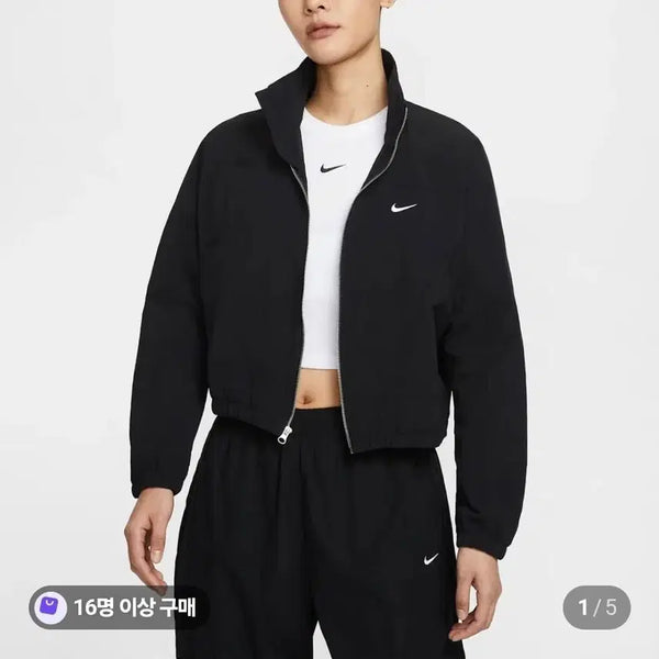 [BUNJANG] Nike Women's Sportswear Woven Oversized UV Protection Jacket Black S / 나이키우먼즈 스포츠웨어 우븐 오버사이즈 UV 프로텍션 자켓 블랙  S