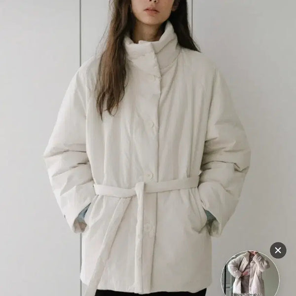 [BUNJANG] Blue Brick Highneck Half Padding Coat Ivory Free Size / 블루브릭 하이넥 하프 패딩코트 아이보리 free
