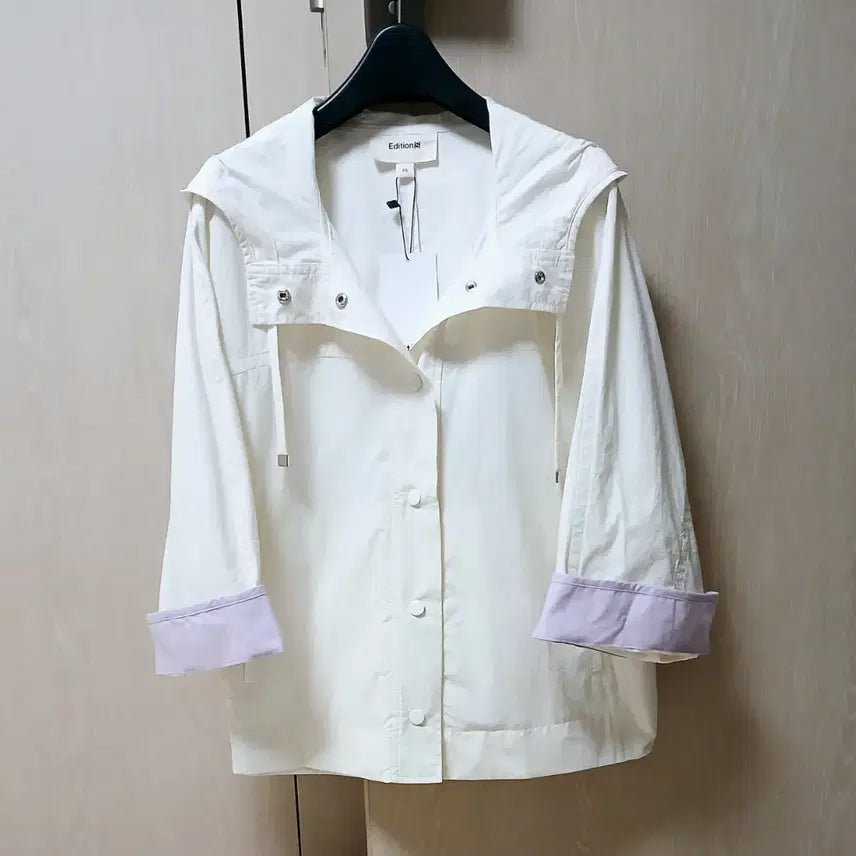 [BUNJANG] Women's Loose Fit Hooded Summer Jacket / 여성 소매 배색 여름 후드 점퍼
