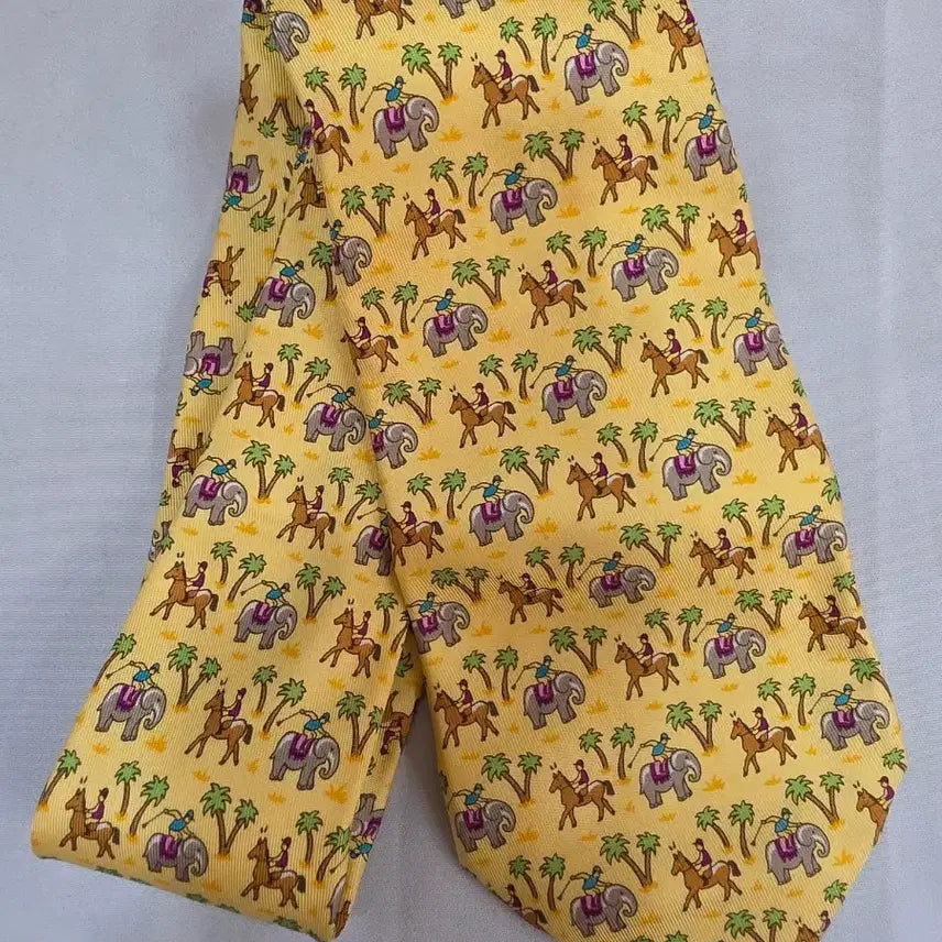 [BUNJANG] Hermes Yellow Silk Necktie / (정품)에르메스 옐로우 실크 넥타이