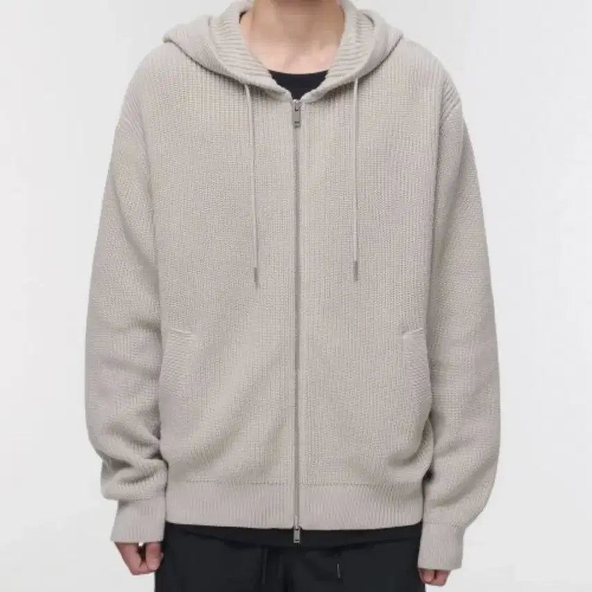 [BUNJANG] Musinsa Standard Ribbed Knit Hooded Zip-Up Dusty Cream / [L] 무신사 스탠다드 리브드 니트 후디드 집업 더스티 크림
