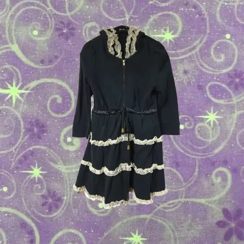 [BUNJANG] Japanese Vintage Gothic Lolita Zipper Hoodie Dress / 일본빈티지 고딕 로리타 지퍼후드 원피스 모리걸 지뢰계 펑크 고스 오네갸루
