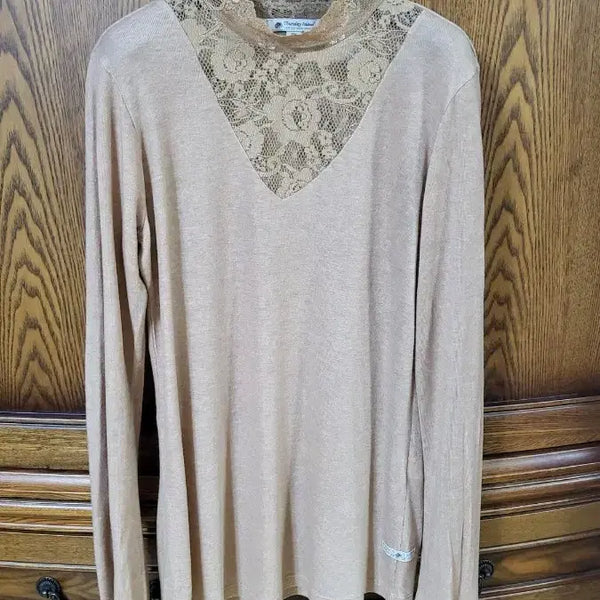 [BUNJANG] Thursday Island Women's Beige Lace Detail Long Sleeve Knit / 써스데이아일랜드