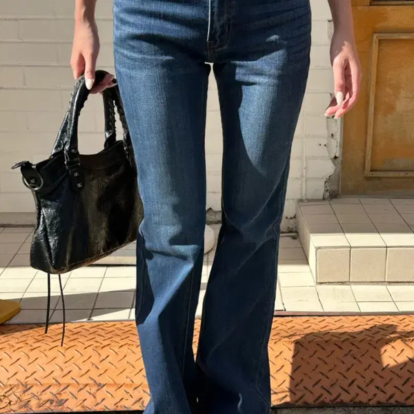 [BUNJANG] Dark Wash Low-Rise Bootcut Denim Pants / 진청 로우라이즈
