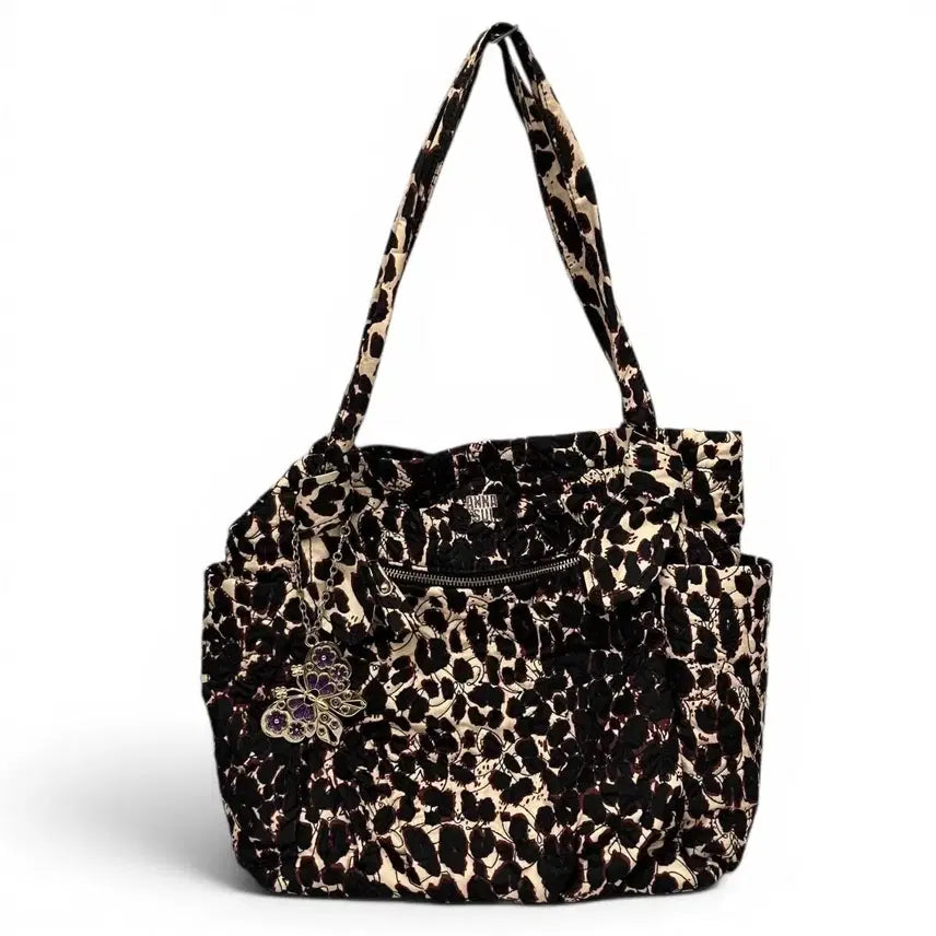 [BUNJANG] Anna Sui Leopard Butterfly Brooch Tote Bag / 안나수이 네오파드 나비 브로키 토트백