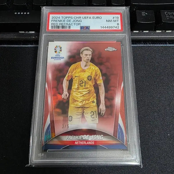 [BUNJANG] Topps Chrome Euro Frenkie de Jong Red #5/5 PSA 8 Graded Card / PSA 8등급 2024 탑스 크롬 유로 프랑키 데 용 레드 5한정
