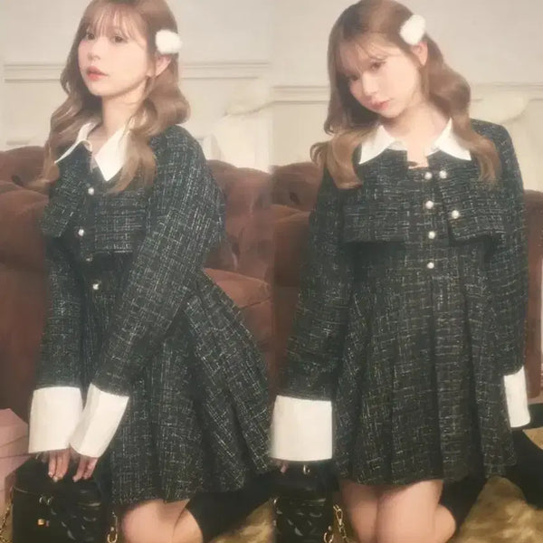 [BUNJANG] Apres Jour Tweed Jacket Dress Black / Apres jour 트위드 자켓 원피스 블랙 양산형 스나계