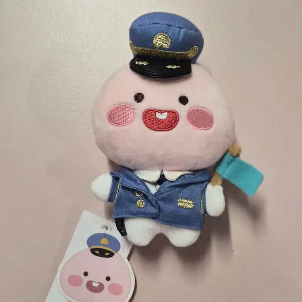 [BUNJANG] Kakao Friends Stationmaster Apeach Plush Keychain / 카카오프렌즈 역장 어피치 캐릭터 인형 키링 ktx 서울역 승무원 역무원