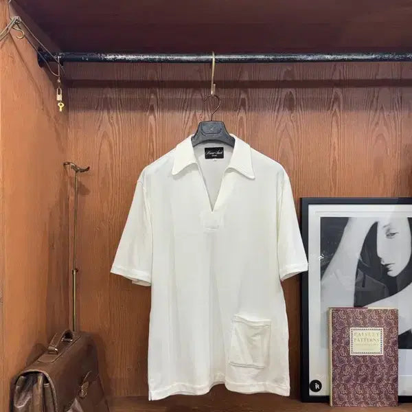 [BUNJANG] Haber Sack Terry Cotton Open Collar T-Shirt Size 105 / 하버색 테리코튼 오픈칼라 티셔츠 105
