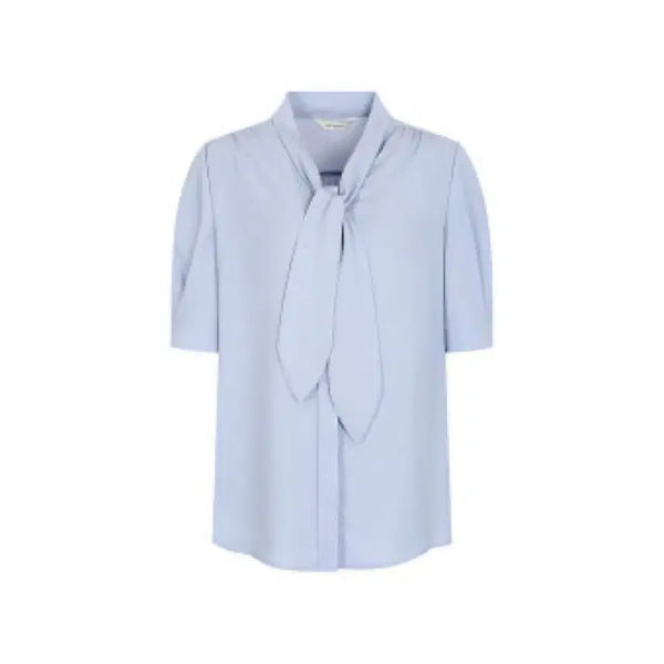 [BUNJANG] J.J. GOTS Neck Shirring Puff Blouse Blue / jj지고트 타이넥 셔링퍼프 블라우스 블루 55 새상품