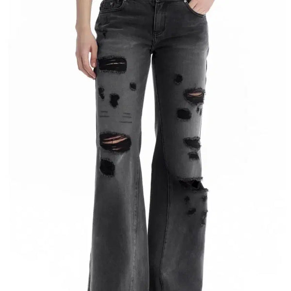 [BUNJANG] Triming Bird Distressed Bootcut Denim Pants Black Size 2 / 트리밍버드 디스트레스드 부츠컷 데님 팬츠 블랙 2사이즈