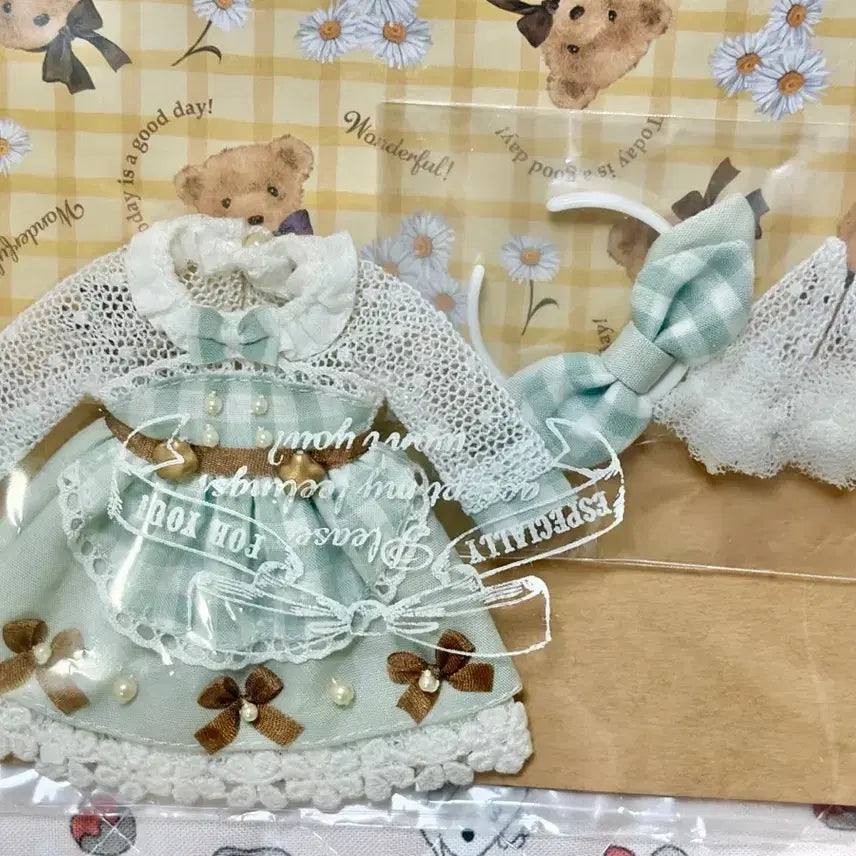 [BUNJANG] Sleep Doll Gingham Chocolate Dress Outfit Mint / sleep doll 깅엄 쇼콜라 원피스 오비츠11 의상 민트