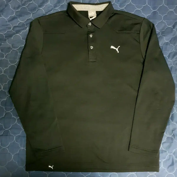 [BUNJANG] Puma Vintage Embroidered Logo Poly Stretch Polo Shirt Black XL / (빈티지) 푸마 골프웨어  자수로고 폴리 스트레치 카라티 블랙 (XL)