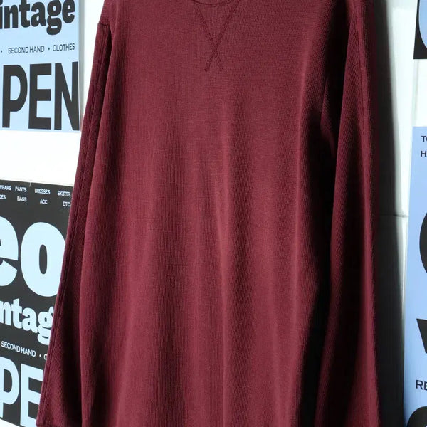 [BUNJANG] TOPTEN Burgundy Waffle Long-Sleeve T-Shirt / (M) 탑텐 긴팔티셔츠 버건디 와플 쭉티-7CAD