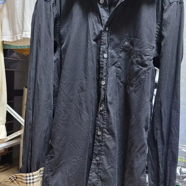 [BUNJANG] Burberry Men's Black Check Detail Shirt - Size S / 버버리 셔츠 블랙 남성 S