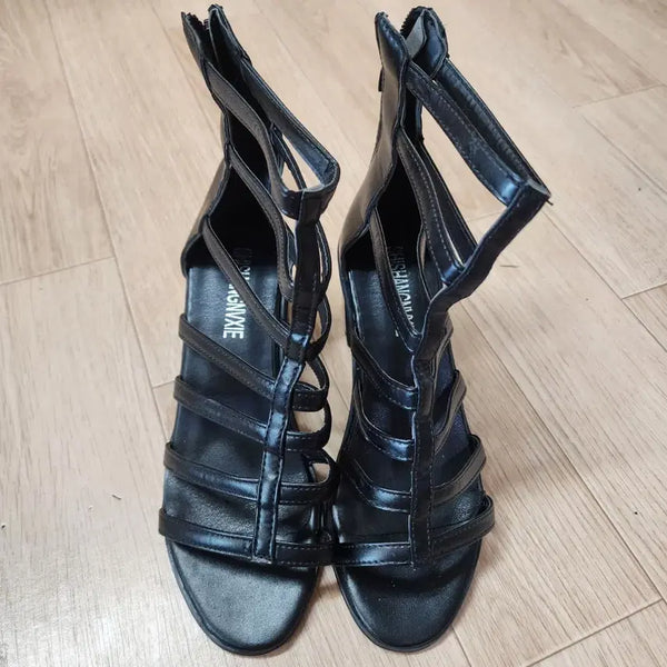 [BUNJANG] Black Gladiator Sandals Heels / 미착용 블랙 글래디에이터 샌들 힐 220