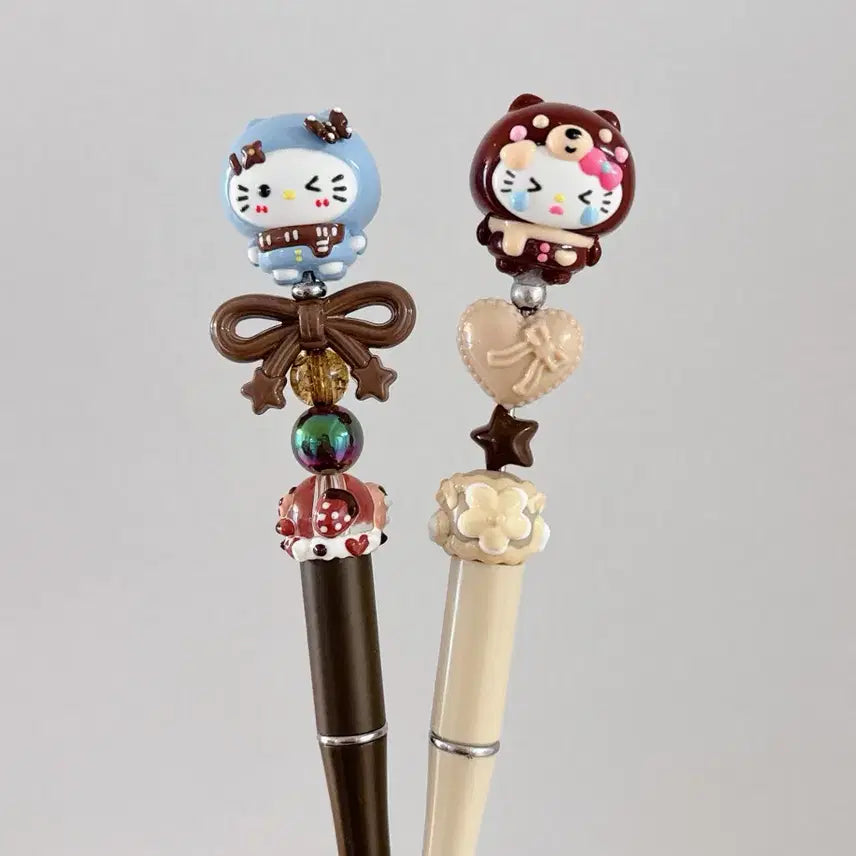 [BUNJANG] Handmade Gummy Bear Hello Kitty Figure Ballpoint Pen / 곰돌이키티 수제볼펜 키티볼펜 키티볼꾸 피규어볼펜
